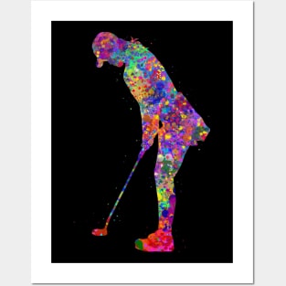 Female golfer watercolor art Posters and Art